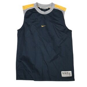 Vintage Nike Tank Top Mesh Panel Athletic Performance Gray Tag Blue Kids L